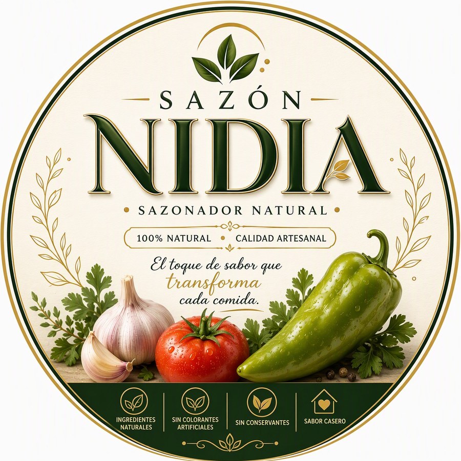 Etiqueta del Sazonador Natural Nidia
